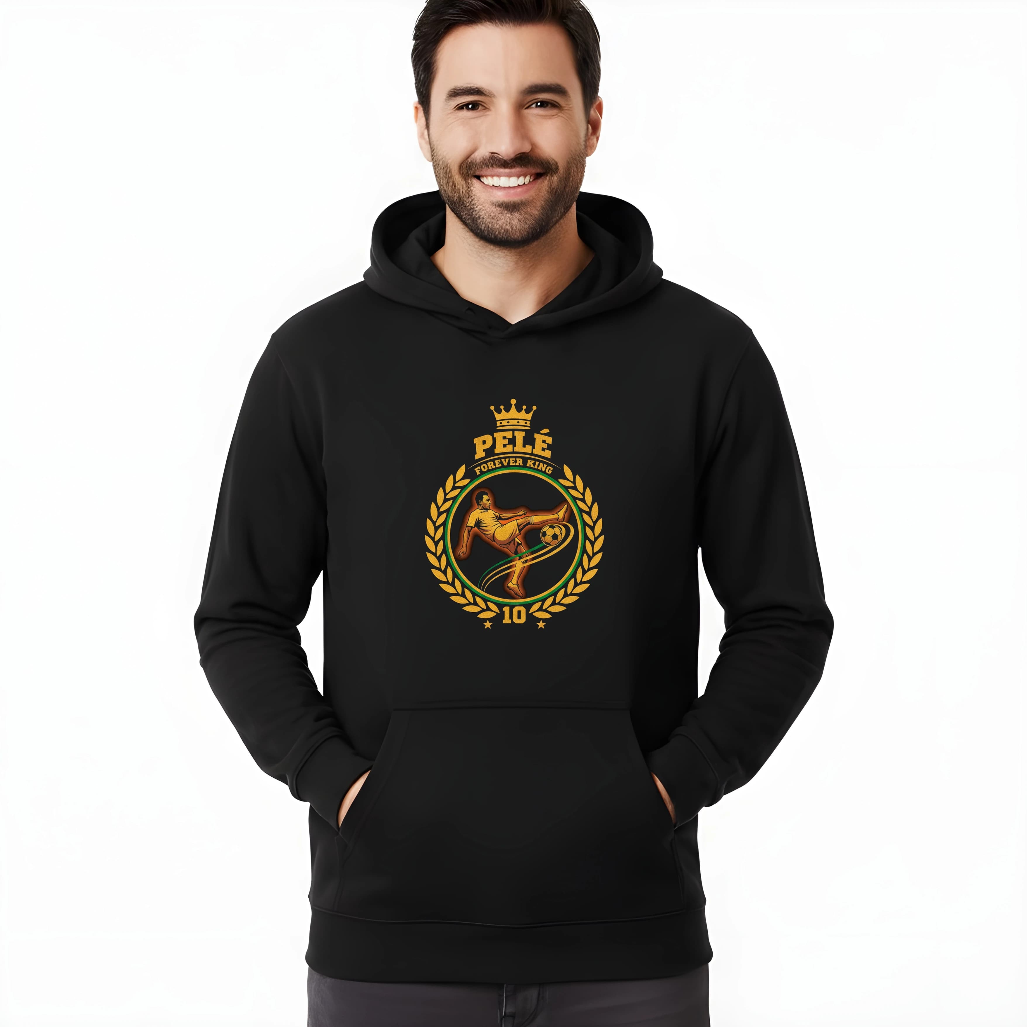 Bluza z kapturem Pelé na zawsze król złoty herb piłkarska legenda numer dziesięć