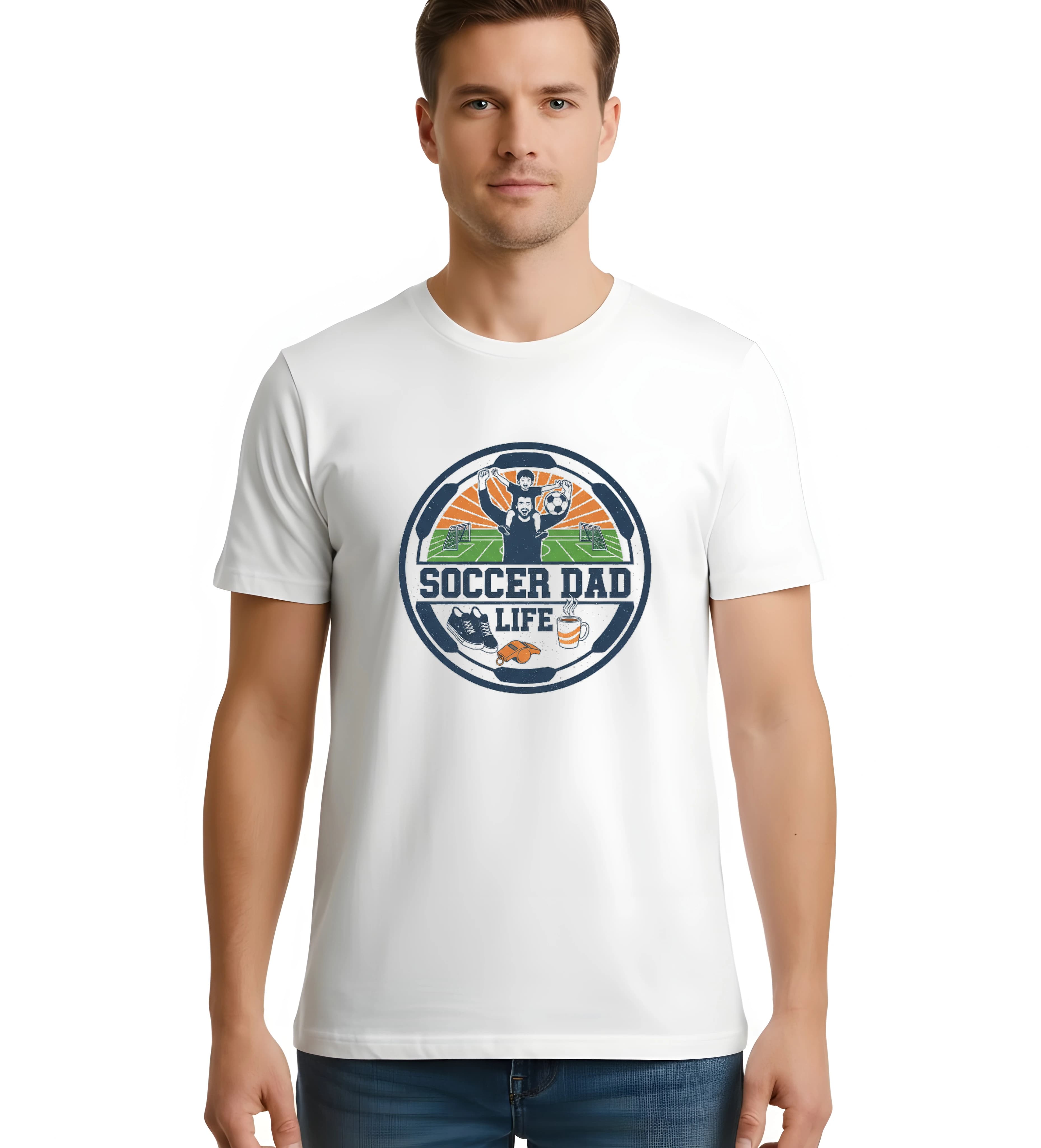 Koszulka męska Soccer Dad Life, kawa, gwizdek, gole i wsparcie rodziny