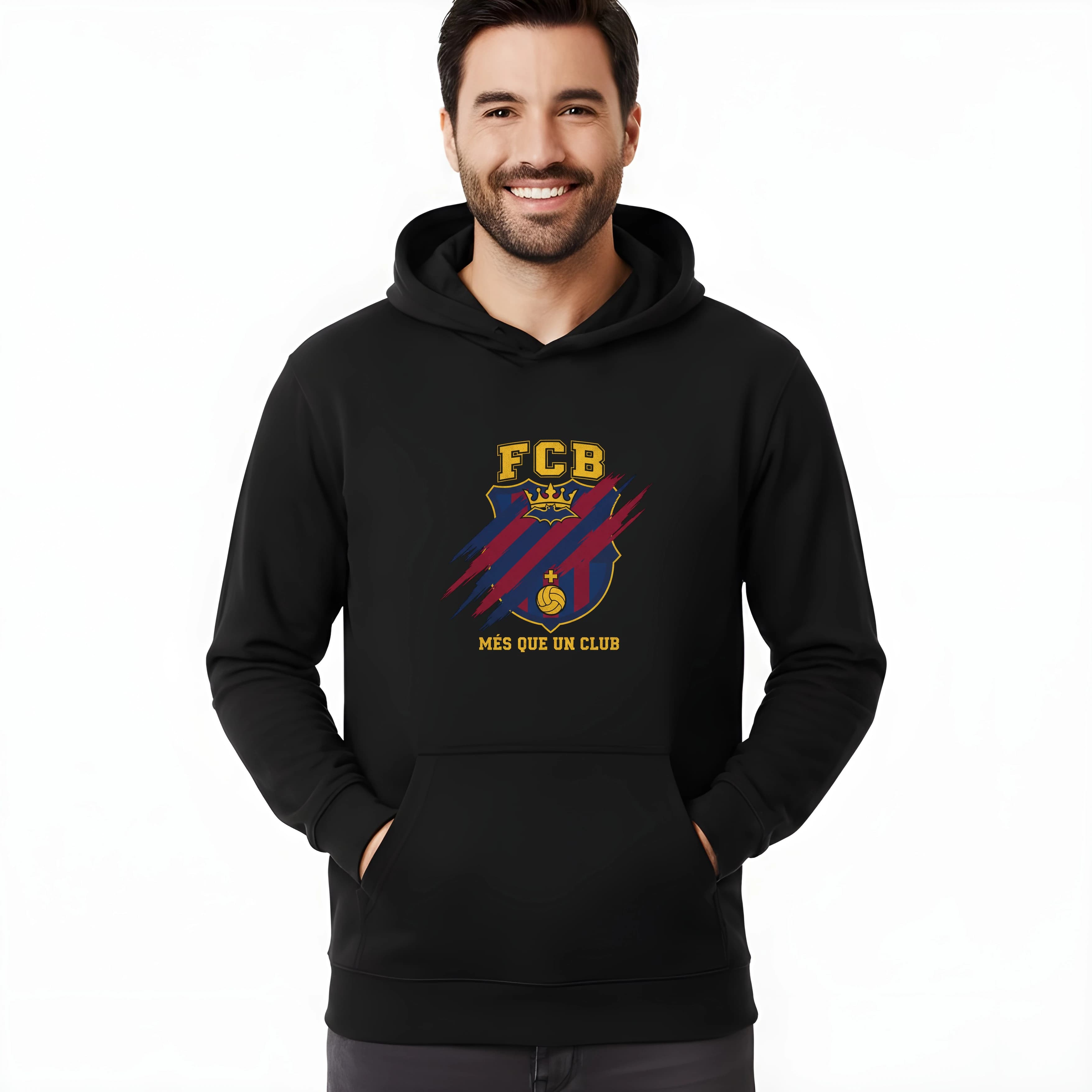 Bluza z kapturem FCB królewska tarcza więcej niż klub duma i tradycja