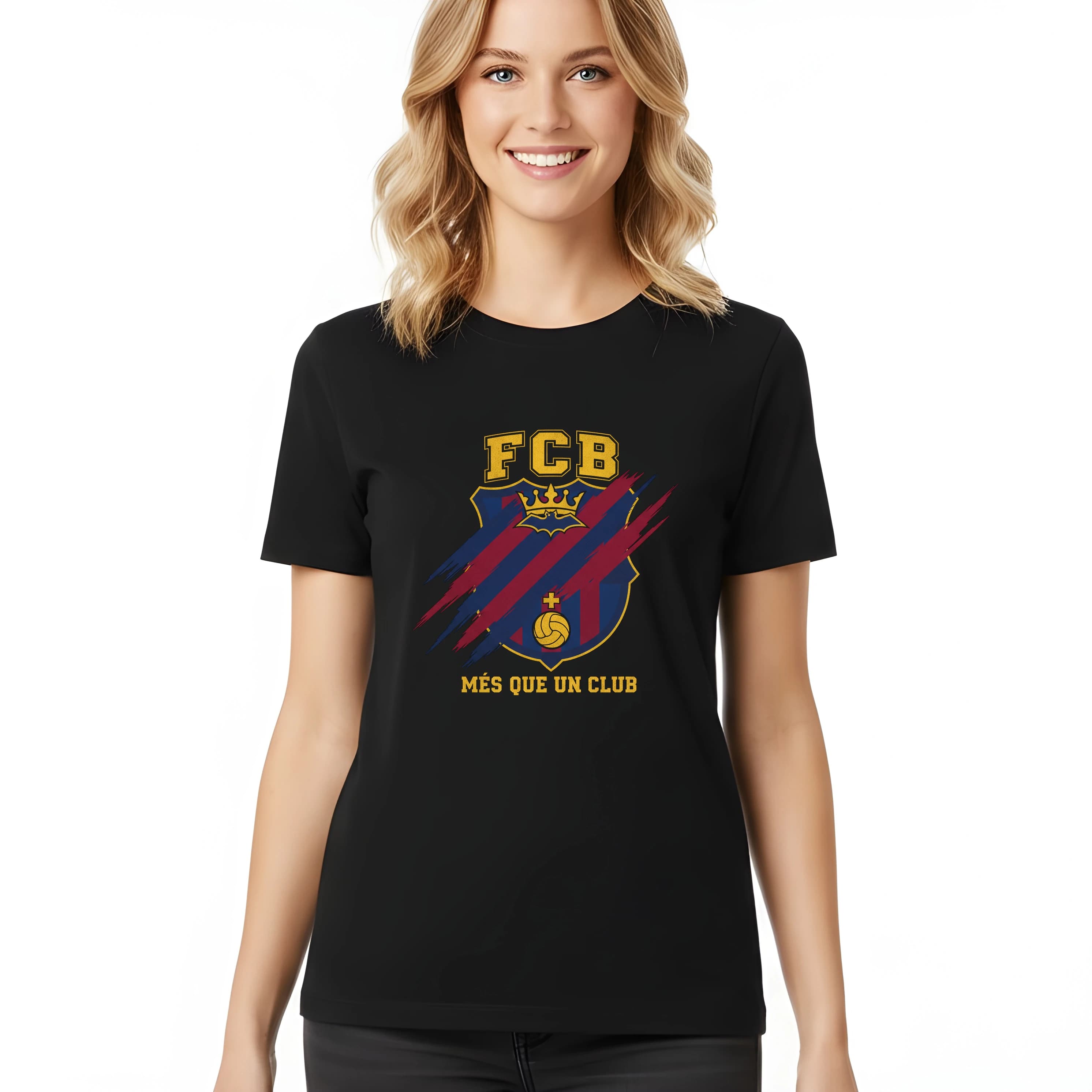 Koszulka damska Fcb królewska tarcza więcej niż klub duma i tradycja