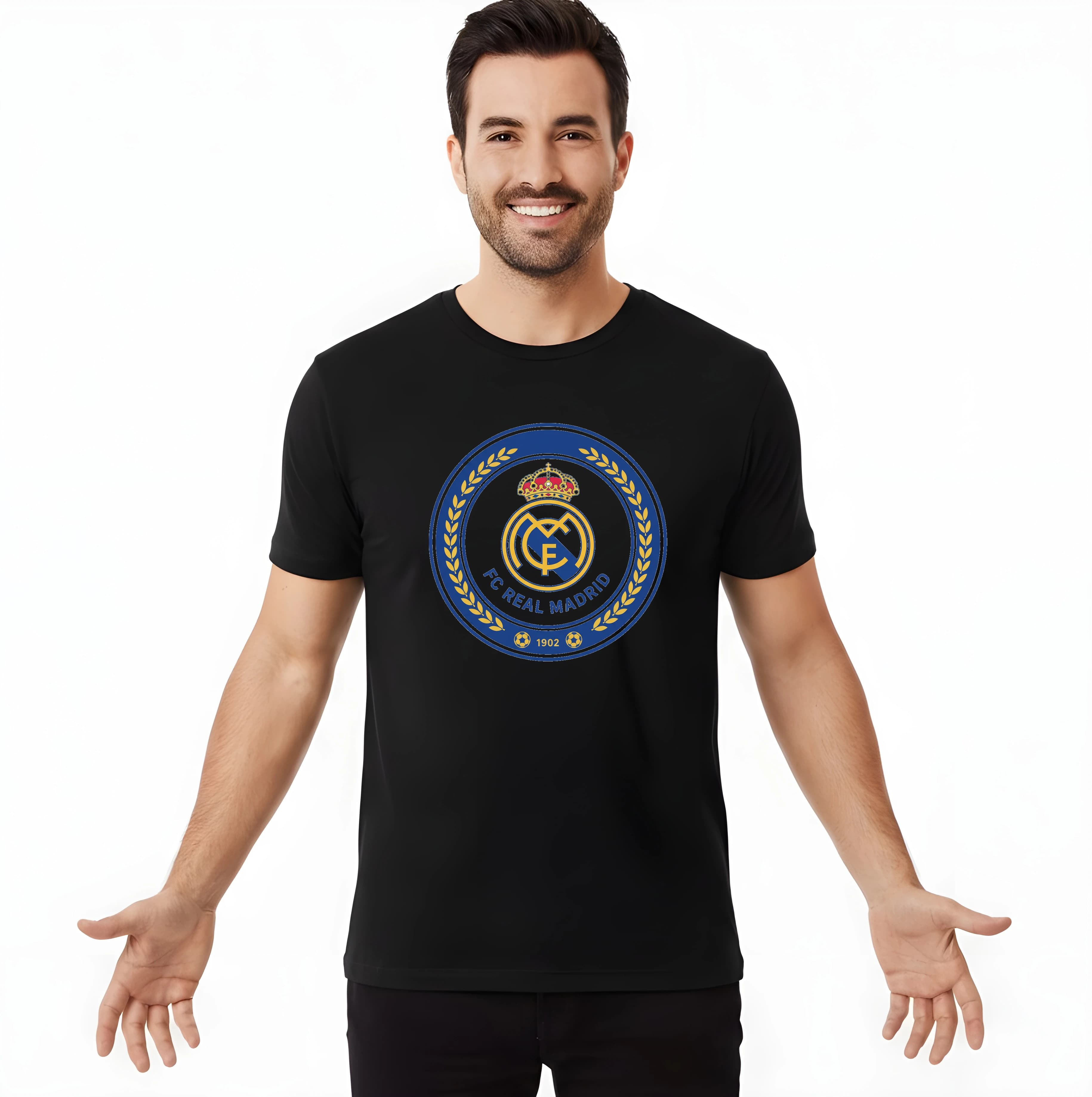 Koszulka męska Real Madrid, klasyczny herb z wieńcem, koroną i rokiem 1902