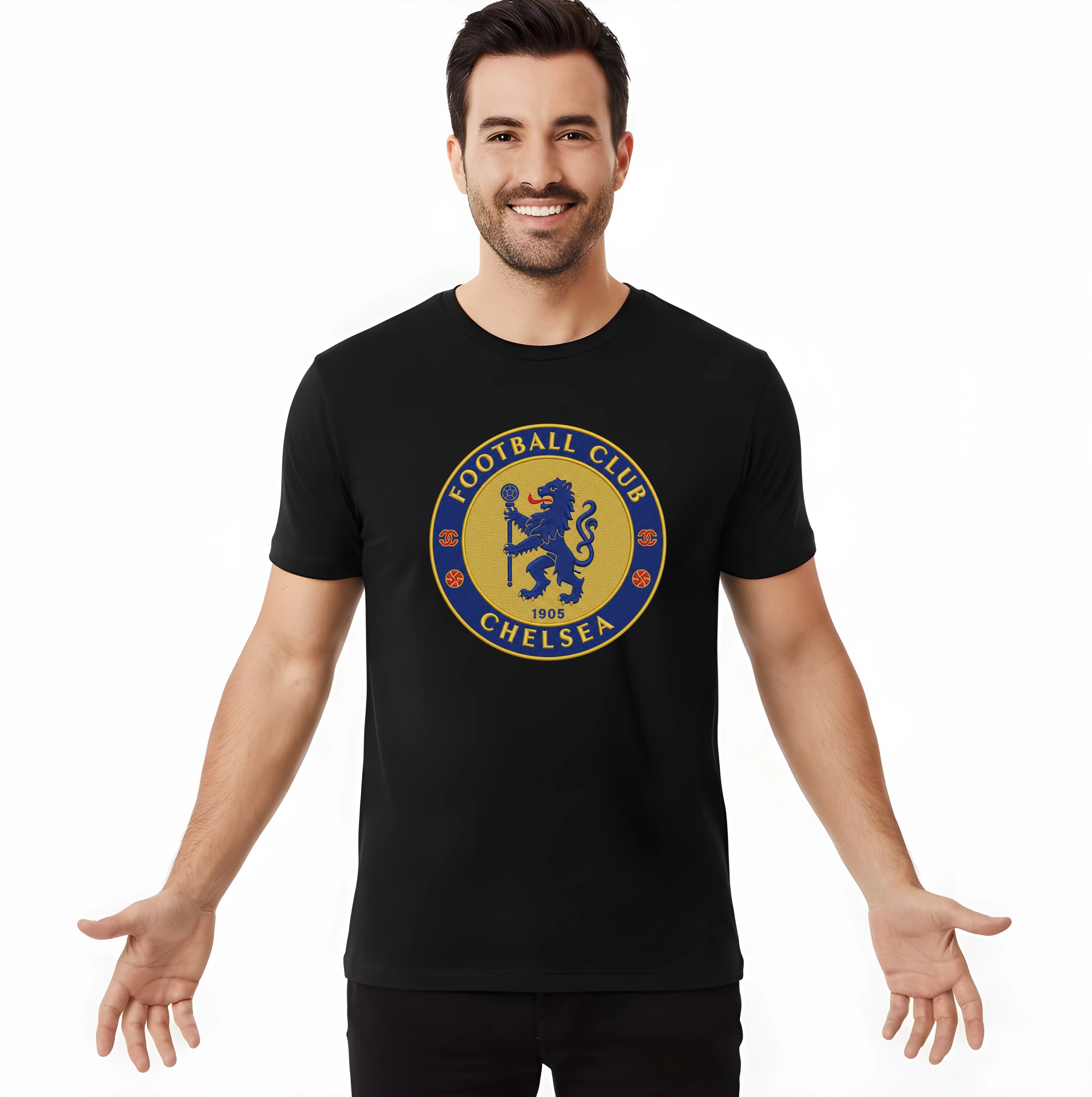 Koszulka męska królewski lew Chelsea, złoty emblemat dziedzictwa klubu 1905