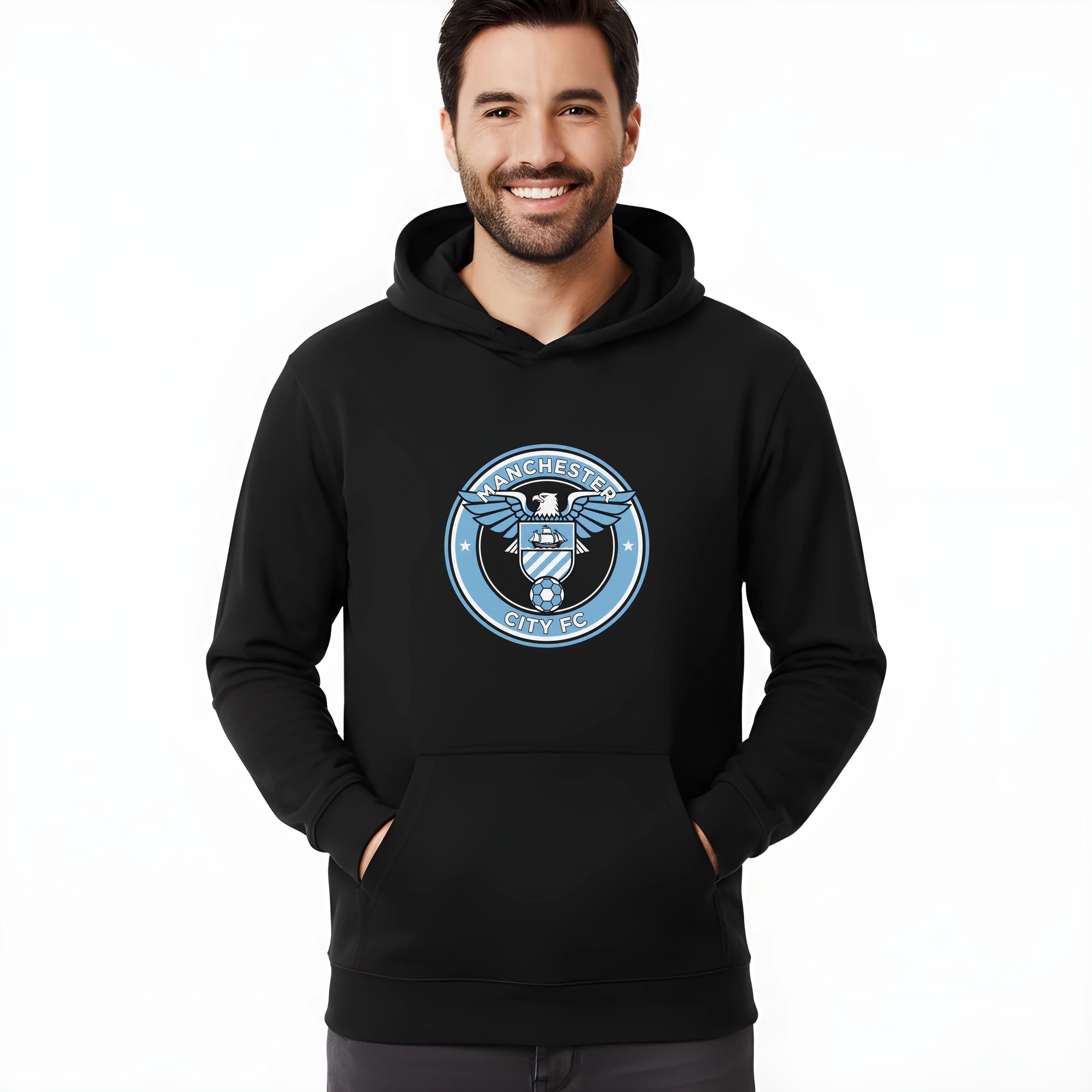 Bluza z kapturem Manchester City herb z orłem, statkiem i piłką