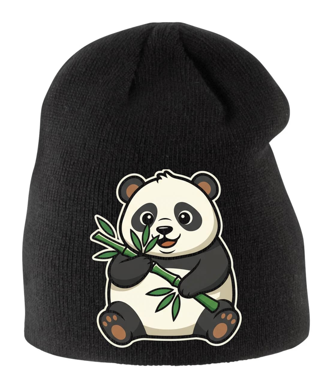 Czapka zimowa dziecięca Urocza panda jedząca bambus rysunkowy szczęśliwy miś