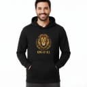 Bluza z kapturem królewski lew portret Lion King w złotej ozdobnej ramie
