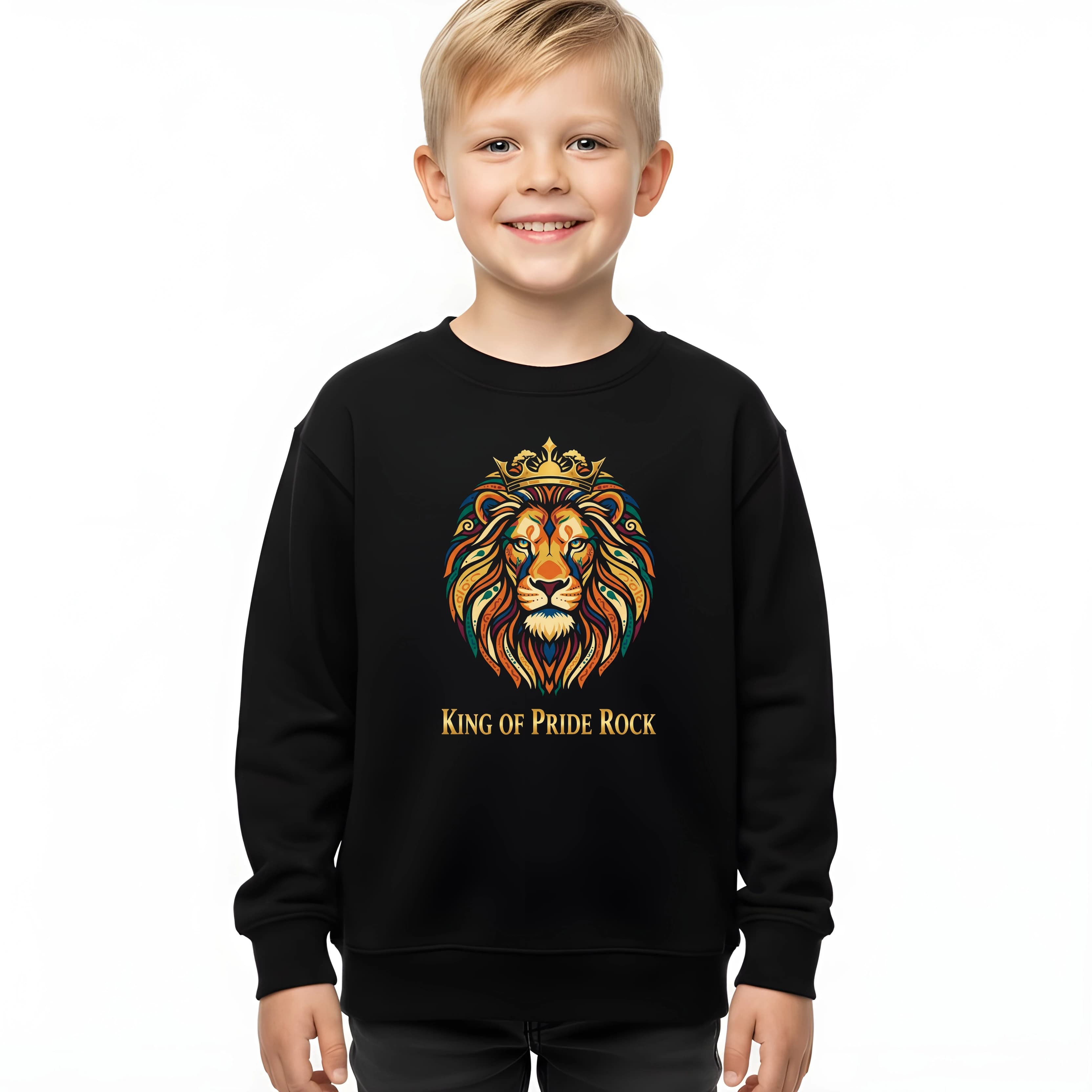 Bluza dziecięca kolorowy królewski lew z koroną z Pride Rock
