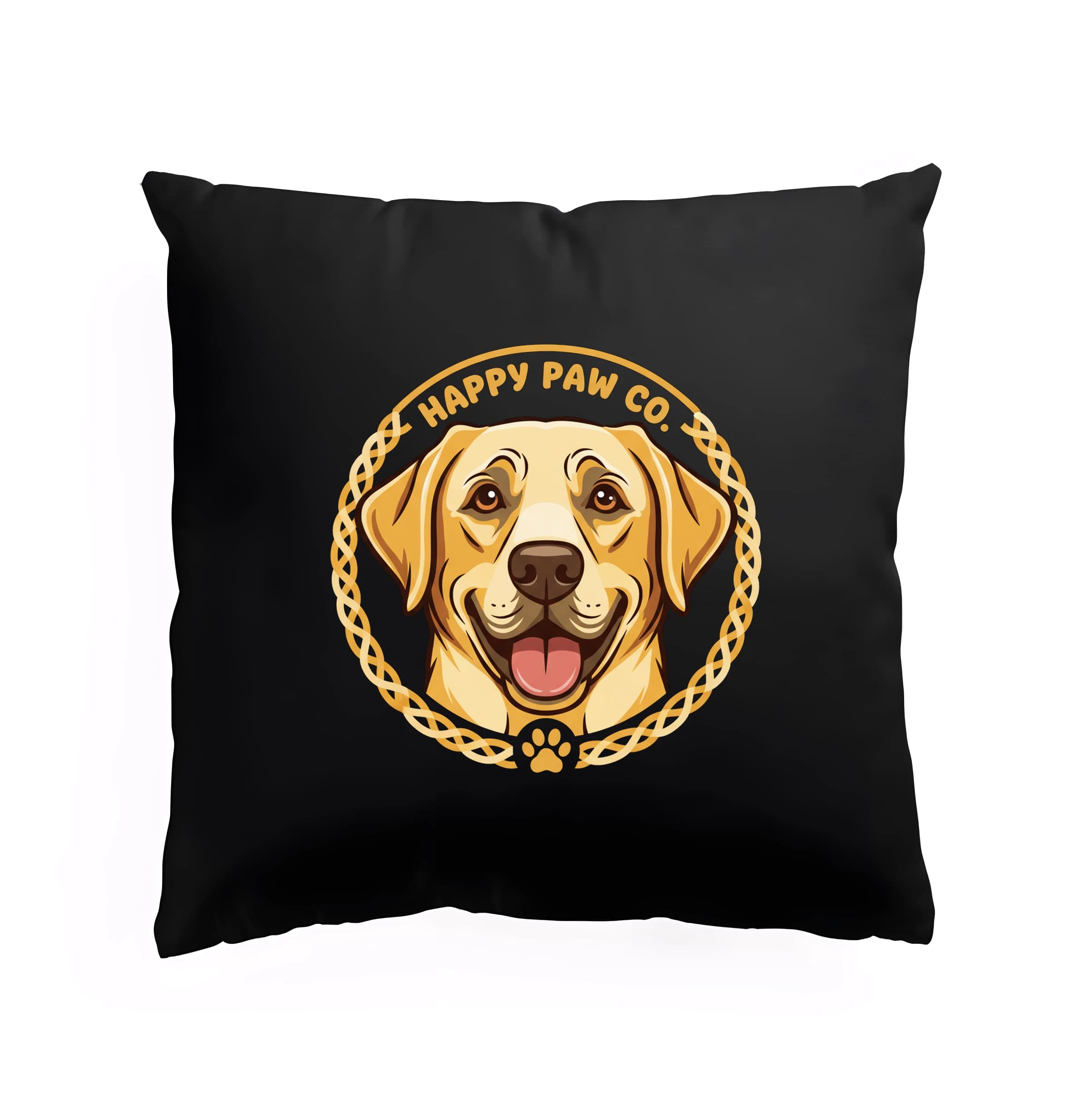 Poduszka dekoracyjna szczęśliwy labrador, Happy Paw, złoty psi uśmiech dla miłośników