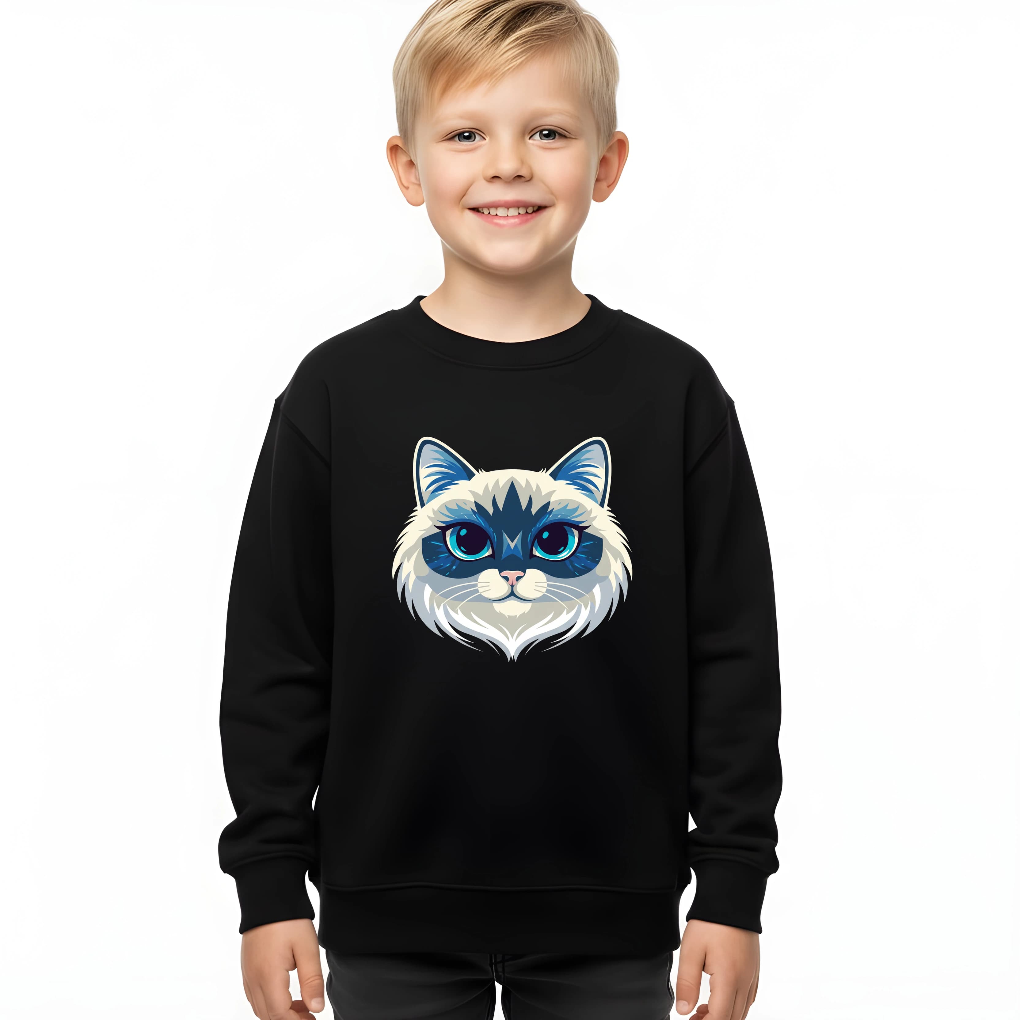 Bluza dziecięca magiczny Ragdoll z lodowoniebieskimi oczami i nocnym blaskiem
