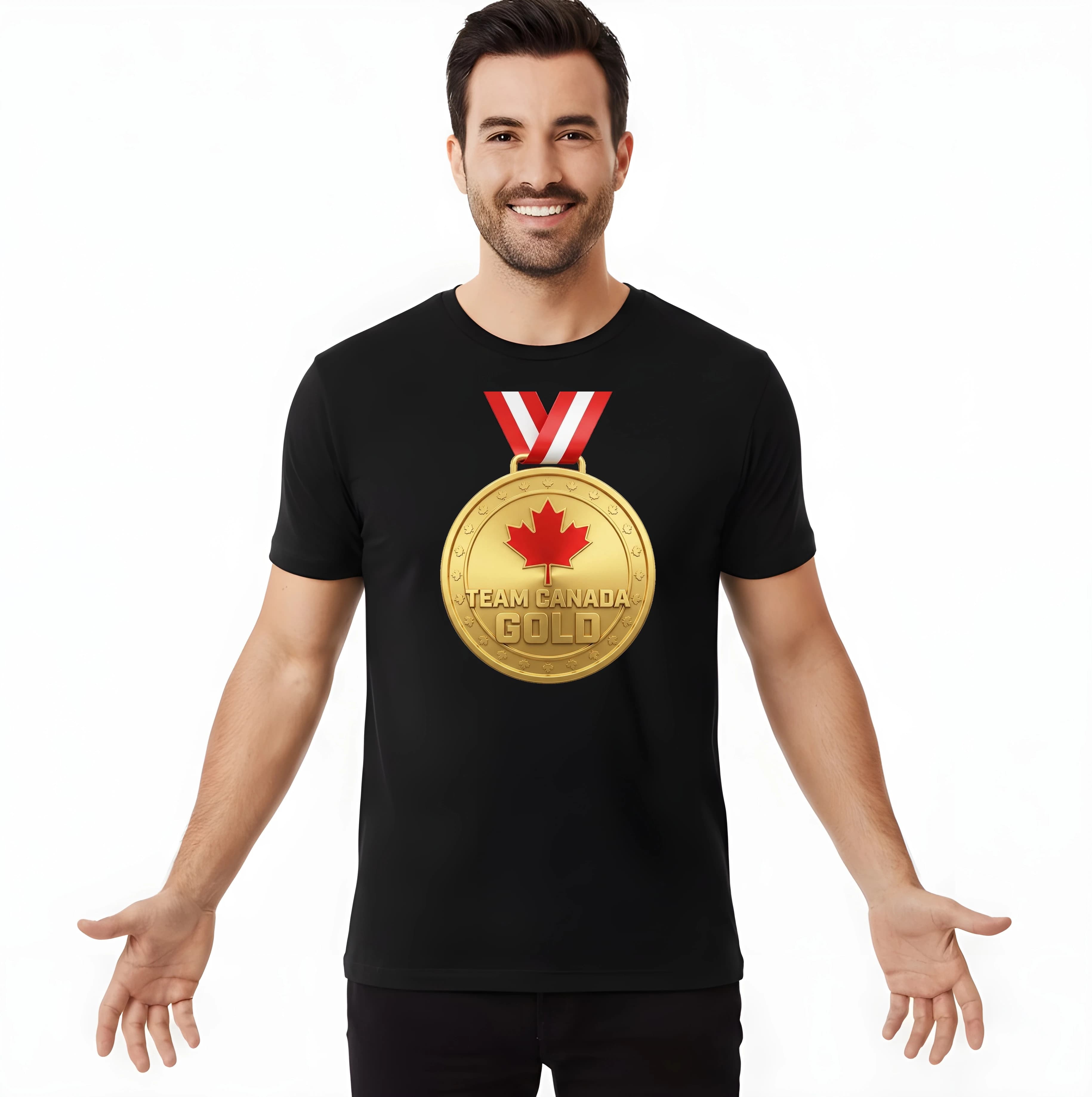 Koszulka męska Lśniący złoty medalion Team Canada siła, duma i jedność