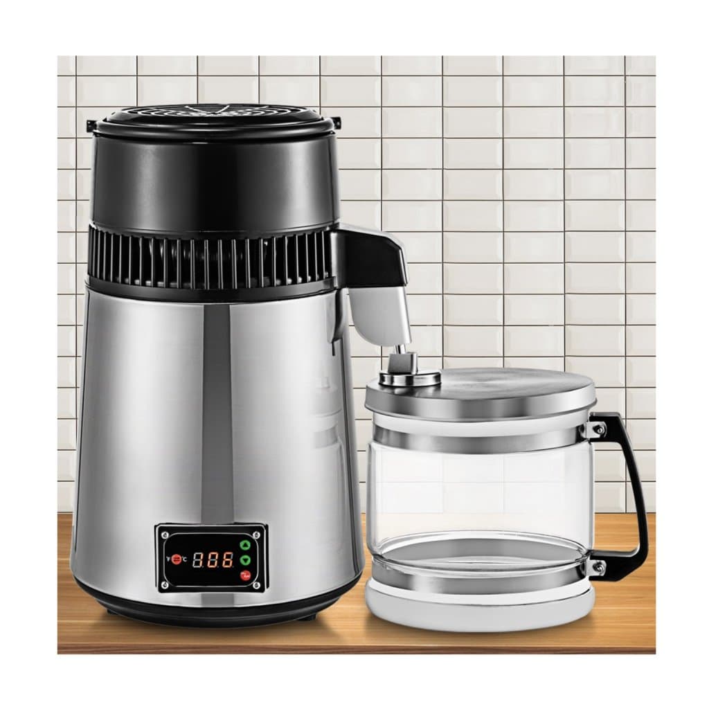 Srebrna maszyna do destylacji wody 750 W z regulowaną temperaturą destylatora wody 4L zestaw do produkcji wina zestaw do warzenia piwa destylator wewnętrzny ze stali nierdzewnej z regulowaną temperaturą do kuchni domowej