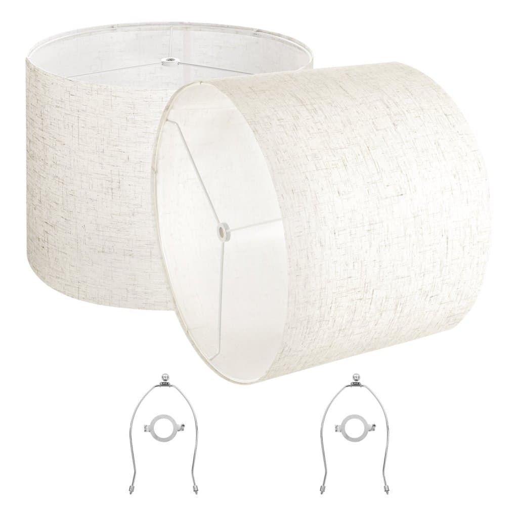 Zestaw 2 abażurów do lamp bębnowych 16 x 16 x 12 cali z harfą (lekki materiał lniany)