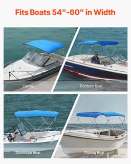 Markiza Bimini do łodzi dziobowej 3 Bow Boat o długości 6 stóp, wykonana z poliestru 600D, w kolorze Pacific Blue - miniatura 10