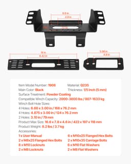 Uchwyt wyciągarki do zaczepu przyczepy do wybranych modeli Polaris Ranger (2010-2021) - miniatura 11