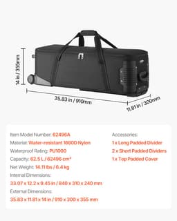 Walizka na kółkach na sprzęt studyjny 910 x 300 x 355 mm (35,83 x 11,81 x 14 cali) Torba na kółkach na aparat fotograficzny - miniatura 11