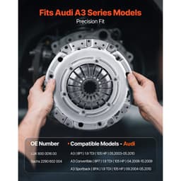 Zestaw sprzęgła z kołem zamachowym, wytrzymały zestaw sprzęgła OEM, zamienny zestaw sprzęgła skrzyni biegów OEM, kompatybilny z modelami Audi A3 (8P1) z lat 2003–2010, A3 Cabrio (8P7) z lat 2008–2009, A3 Sportback (8PA) z lat 2004–2010 - miniatura 6