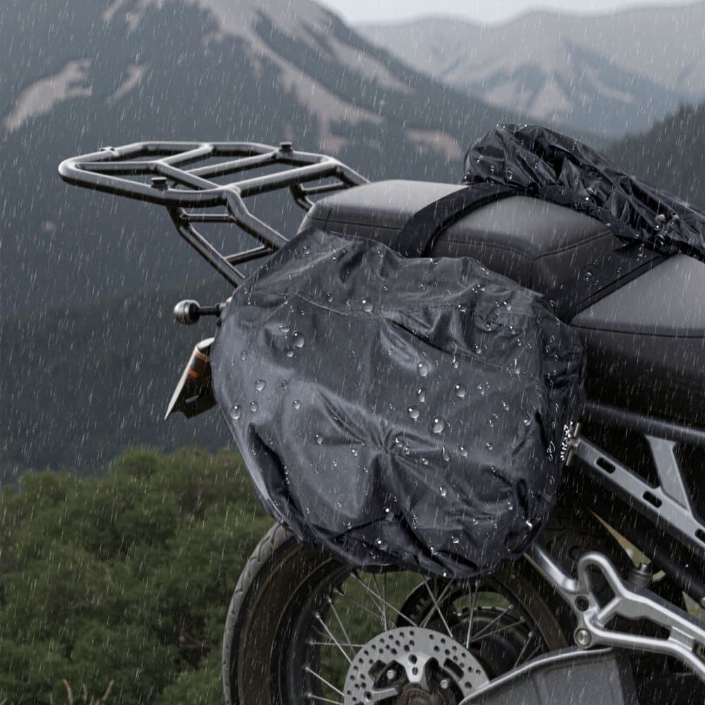 Sakwa motocyklowa, 30 l (15 l x 2), duża pojemność, boczna torba na siodło z wodoodporną osłoną przeciwdeszczową i paskami, kompatybilna z większością motocykli, torba do przechowywania bagażu na motocykl sportowy, czarna