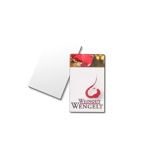 Płytka zamienna aluminiowa do klipsa na pieniądze prostokątna, biała błyszcząca, wymiary 16 x 28 mm, 100 szt./opak.