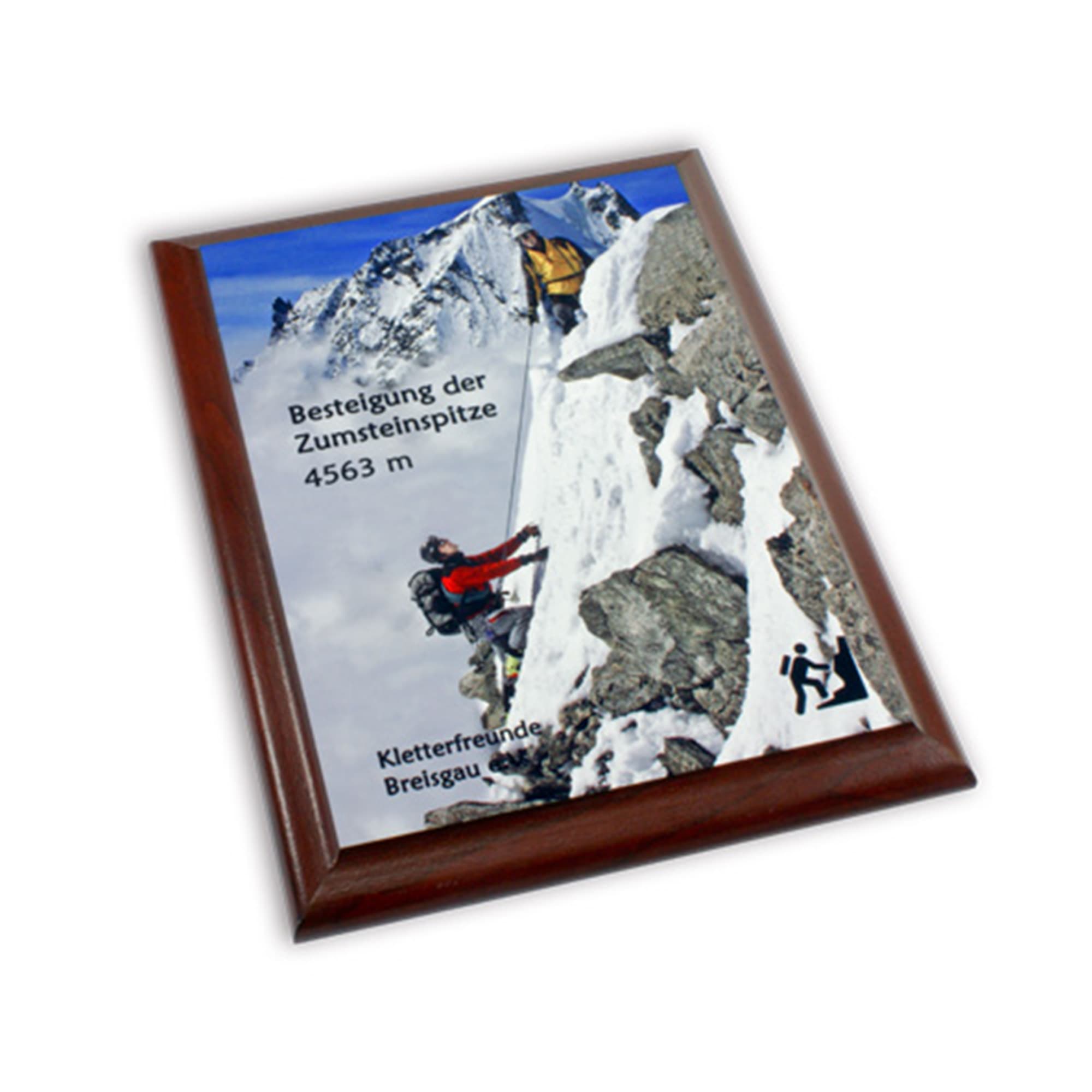 Plakietka ścienna UNISUB błyszcząca biała, 150 x 200 x 16 mm, kolor ramy: drewno wiśniowe, 21 szt./karton