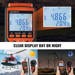 Anemometr ręczny dzielony, 14℉-140℉, cyfrowy miernik prędkości wiatru CFM z ekranem podświetlanym LED, mierzy prędkość wiatru, temperaturę wiatru, przepływ powietrza i temperaturę odczuwalną, do żeglarstwa, surfingu, latania, HVAC - miniatura 9