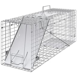 Klatka-pułapka na żywe zwierzęta, 79 x 25 x 30,5 cm, humanitarna pułapka na koty, ocynkowana, żelazo, składana, z uchwytem, na króliki, bezdomne koty, wiewiórki, szopy, świstaki i oposy - miniatura 3