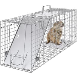 Klatka-pułapka na żywe zwierzęta, 79 x 25 x 30,5 cm, humanitarna pułapka na koty, ocynkowana, żelazo, składana, z uchwytem, na króliki, bezdomne koty, wiewiórki, szopy, świstaki i oposy - miniatura 2