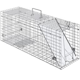 Klatka-pułapka na żywe zwierzęta, 79 x 25 x 30,5 cm, humanitarna pułapka na koty, ocynkowana, żelazo, składana, z uchwytem, na króliki, bezdomne koty, wiewiórki, szopy, świstaki i oposy - miniatura 4