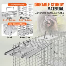 Klatka-pułapka na żywe zwierzęta, 79 x 25 x 30,5 cm, humanitarna pułapka na koty, ocynkowana, żelazo, składana, z uchwytem, na króliki, bezdomne koty, wiewiórki, szopy, świstaki i oposy - miniatura 8
