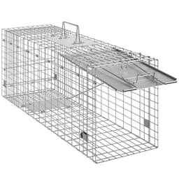 Klatka-pułapka na żywe zwierzęta, 79 x 25 x 30,5 cm, humanitarna pułapka na koty, ocynkowana, żelazo, składana, z uchwytem, na króliki, bezdomne koty, wiewiórki, szopy, świstaki i oposy - miniatura 12