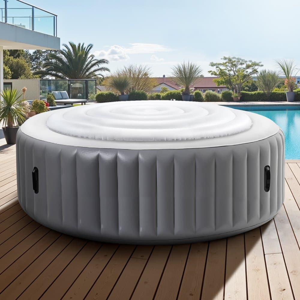 Pokrywa nadmuchiwanego jacuzzi, okrągła, 5,4 stopy / 164,5 cm, izolowana pokrywa do jacuzzi, wodoodporna i odporna na warunki atmosferyczne, energooszczędna, do użytku na zewnątrz, biała