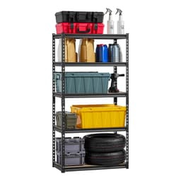 Półki magazynowe, 2000 funtów, 5-poziomowe regały garażowe, 16" gł. x 32" szer. x 62,8" wys. Regulowane metalowe półki do garażu, regał narzędziowy, idealny do kuchni, magazynu, piwnicy, czarny - miniatura 2