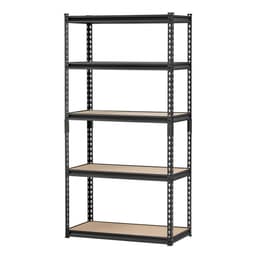 Półki magazynowe, 2000 funtów, 5-poziomowe regały garażowe, 16" gł. x 32" szer. x 62,8" wys. Regulowane metalowe półki do garażu, regał narzędziowy, idealny do kuchni, magazynu, piwnicy, czarny - miniatura 5
