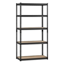 Półki magazynowe, 2000 funtów, 5-poziomowe regały garażowe, 16" gł. x 32" szer. x 62,8" wys. Regulowane metalowe półki do garażu, regał narzędziowy, idealny do kuchni, magazynu, piwnicy, czarny - miniatura 12