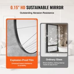 Lustro do makijażu montowane na ścianie, grubość 0,15 cala, 30 cali, rama ze stopu aluminium i folia przeciwwybuchowa, lustro odporne na zarysowania z uchwytem w kształcie litery Z, odpowiednie do łazienki/sypialni/salonu - miniatura 8