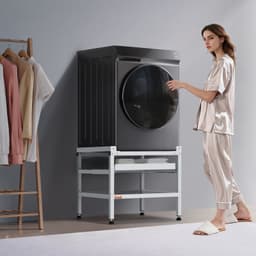 Podstawa pod pralkę, 25,2 x 25 cali, podstawa pod pralkę i suszarkę o udźwigu 300 funtów z tacką, 4 regulowane nóżki do podnoszenia pralek, stal węglowa - miniatura 1