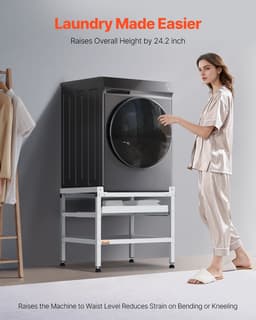 Podstawa pod pralkę, 25,2 x 25 cali, podstawa pod pralkę i suszarkę o udźwigu 300 funtów z tacką, 4 regulowane nóżki do podnoszenia pralek, stal węglowa - miniatura 2