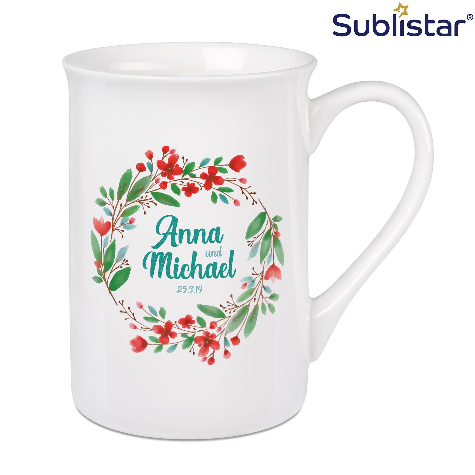 Kubek Sublistar® Bone China 10oz, z zaokrąglonym rantem, biały, 12 szt./opakowanie, 36 szt./karton